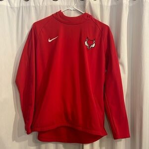 Nike Dri-Fit Red Long Sleeve Red Fox Embroidered Hoodie Workout Top